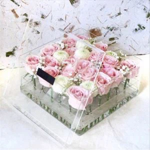 Διαφανές ακρυλικό Rose Flower κουτί με καπάκι